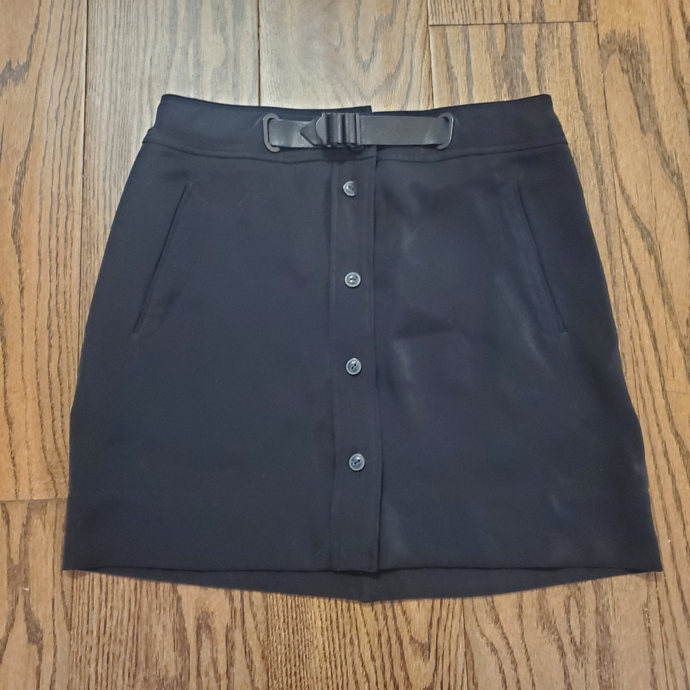 Rag & Bone New York $350 Mini Pencil Black Classic Belted Black Button-Up Skirt